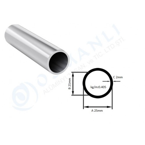 Alüminyum Boru Dış Çap 25mm X Et Kalınlık 2mm Alüminyum Boru Dış Çap 25mm X Et Kalınlık 2mm